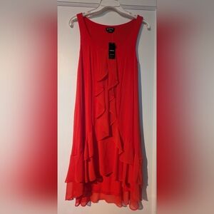 NWT, Bebe Stretch Sleeveless Ruffle 2 Layer Lined Dress Size XS, Fits S/M
